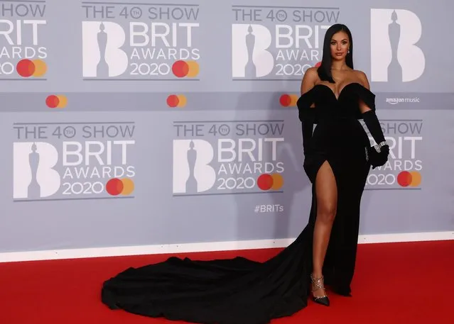 Maya Jama poses as she arrives for the Brit Awards at the O2 Arena in London, Britain, February 18, 2020. (Photo by Simon Dawson/Reuters)