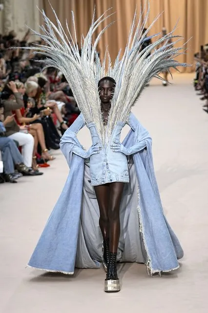 A model wears a creation as part of Jean Paul Gaultier's Haute Couture Fall/Winter 2022-2023 fashion collection presented Wednesday, July 6, 2022 in Paris. (Photo by Michel Euler/AP Photo)