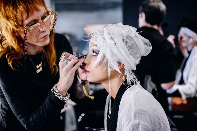 Backstage at the Thom Browne Fall RTW 2025 fashion show as part of New York Fashion Week held at The Shed on February 11, 2025 in New York, New York. (Photo by Nina Westervelt/WWD via Getty Images)