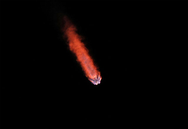 A SpaceX Falcon 9 rocket soars into orbit from the Kennedy Space Center on the Intuitive Machines' Nova-C moon lander mission, in Cape Canaveral, Florida, on February 15, 2024. The IM-1 mission is part of NASA's Commercial Lunar Payload Services (CLPS) program to understand more about the Moon's surface ahead of the coming Artemis missions. Intuitive Machines' Odysseus lander would be the first US spacecraft to land on the moon in over 50 years. It is expected to land near the south pole of the moon on February 22. (Photo by Gregg Newton/AFP Photo)