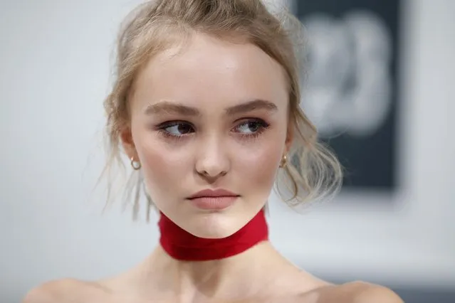 Actress and model Lily-Rose Depp poses before the Spring/Summer 2016 women's ready-to-wear collection for fashion house Chanel at the Grand Palais which is transformed into a Chanel airport during the Fashion Week in Paris, France, October 6, 2015. (Photo by Charles Platiau/Reuters)