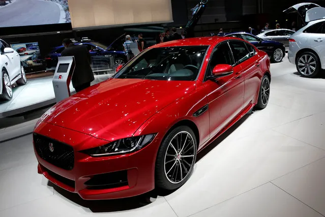 A Jaguar XE 2.0L diesel is displayed on media day at the Paris auto show, in Paris, France, September 30, 2016. (Photo by Benoit Tessier/Reuters)