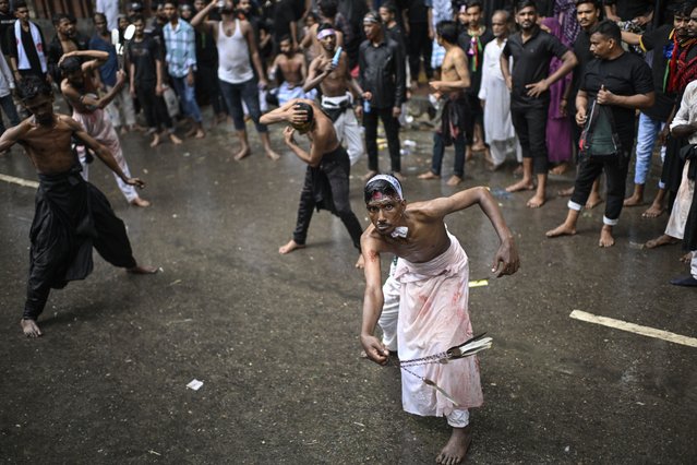 Shiite Muslims participate in an Ashoura commemoration marking the 7th-century death of Imam Hussein, the grandson of the Prophet Muhammad, in Dhaka, Bangladesh, Sunday, July 6, 2025. (Photo by Mahmud Hossain Opu/AP Photo)