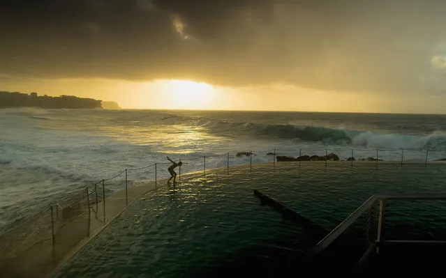  A swimmer prepares to dive into Bronte ocean pool at sunrise on June 1, 2018 in Sydney, Australia. June 1 marks the first day of winter in Australia. (Photo by Mark Evans/Getty Images)