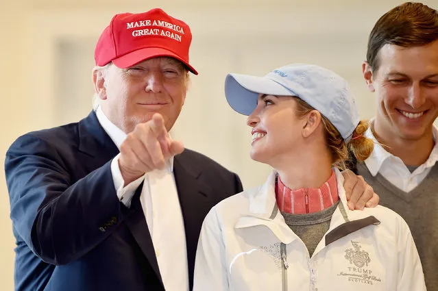 Republican Presidential Candidate Donald Trump visits his Scottish golf course Turnberry with his daughter Ivanka Trump  on July 30, 2015 in Ayr, Scotland. Donald Trump answered questions from the media at a press conference. (Photo by Jeff J. Mitchell/Getty Images)