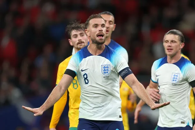 Jordan Henderson of England during the international friendly match between England and Australia at Wembley Stadium on October 13, 2023 in London, United Kingdom. (Photo by Matthew Ashton - AMA/Getty Images)