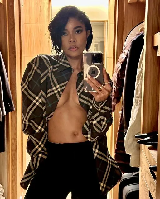 American actress Gabrielle Union snaps a racy selfie in the first decade of March 2024. (Photo by gabunion/Instagram)