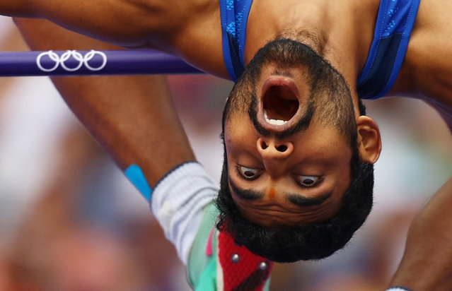 Sarvesh Anil Kushare of India competes in the men’s high jump at Stade de France in Saint-Denis, France on August 07, 2024. (Photo by Kai Pfaffenbach/Reuters)