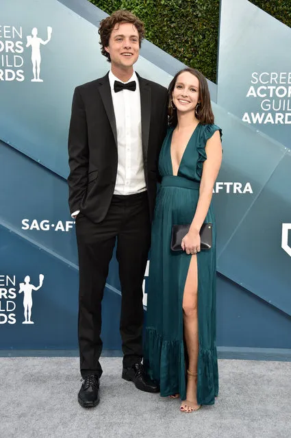 (L-R) Douglas Smith and Tricia Travis attend the 26th Annual Screen Actors Guild Awards at The Shrine Auditorium on January 19, 2020 in Los Angeles, California. (Photo by Gregg DeGuire/Getty Images for Turner)