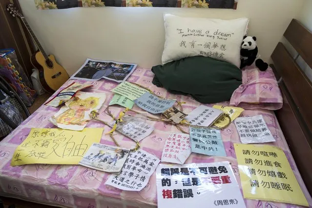 Banners and posters with slogans of the pro-democracy Umbrella Movement are on display at an Occupy-themed guesthouse in Hong Kong December 30, 2014. (Photo by Tyrone Siu/Reuters)