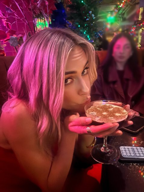 American TV personality Kristin Cavallari sips a martini during a holiday party on December 14, 2025. (Photo by kristincavallari/Instagram)