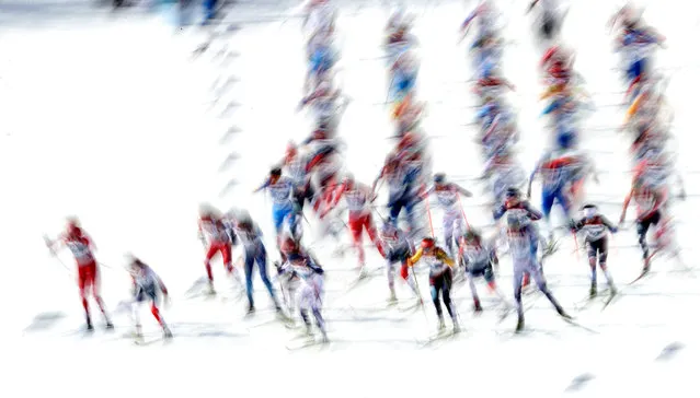 Athlete's during the women's Mass Start 30.0 km Classic during FIS Nordic World Ski Championships in Oberstdorf, Germany on March 6, 2021 (Photo by Kai Pfaffenbach/Reuters)
