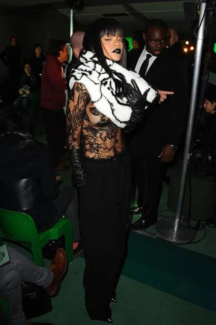 Rihanna arrives for the Jean Paul Gaultier ready-to-wear fall/winter 2014-2015 fashion collection presented in Paris, Saturday, March 1, 2014. (Photo by Jacques Brinon/AP Photo)