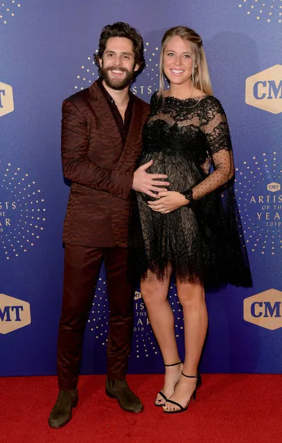 (L-R) Honoree Thomas Rhett and Lauren Akins attend the 2019 CMT Artist of the Year at Schermerhorn Symphony Center on October 16, 2019 in Nashville, Tennessee. (Photo by Jason Kempin/Getty Images for CMT/Viacom)