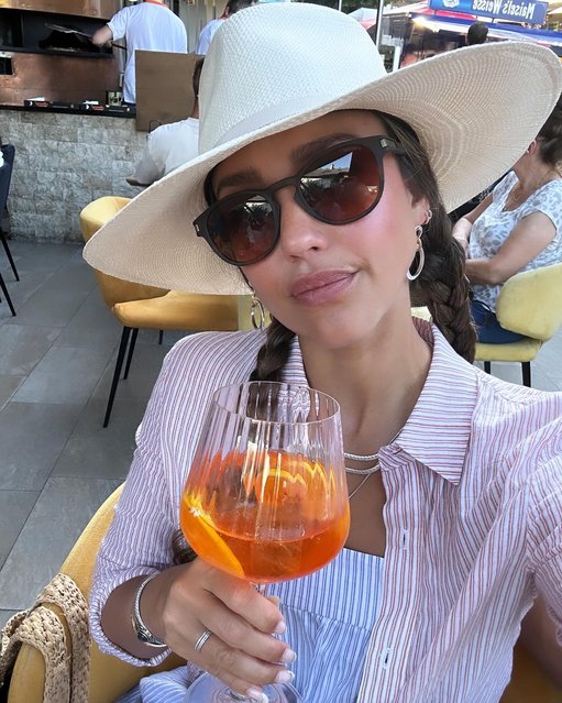 American actress Jessica Alba enjoys a spritz in Austria in the second decade of August 2024. (Photo by jessicaalba/Instagram)