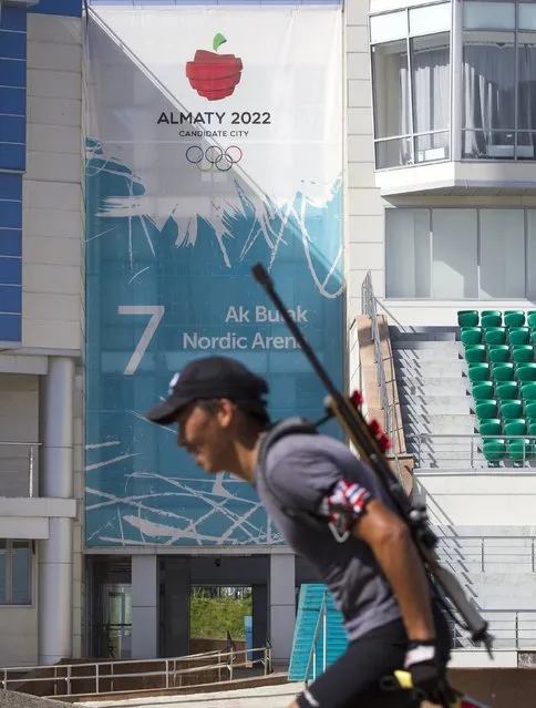 An athlete attends training session at the Ak Bulak Nordic Arena outside Almaty, Kazakhstan, July 16, 2015. (Photo by Shamil Zhumatov/Reuters)