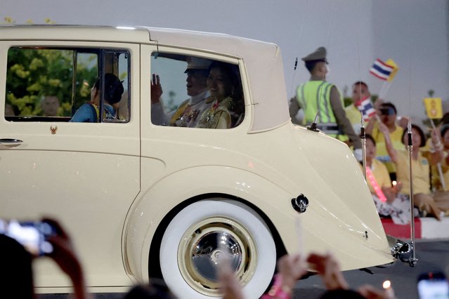 Thailand's King Maha Vajiralongkorn and Queen Suthida leave the Grand Palace after a religious ceremony to mark his 72nd birthday in Bangkok, Thailand on July 28, 2024. (Photo by Patipat Janthong/Reuters)