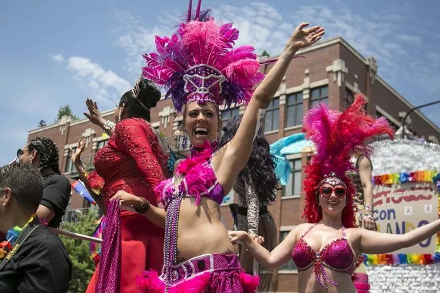 Thousands gather on the North Side of Chicago for the 47th annual Chicago Pride Parade on Sunday, June 26, 2016. (Photo by Ashlee Rezin/Chicago Sun-Times via AP Photo)