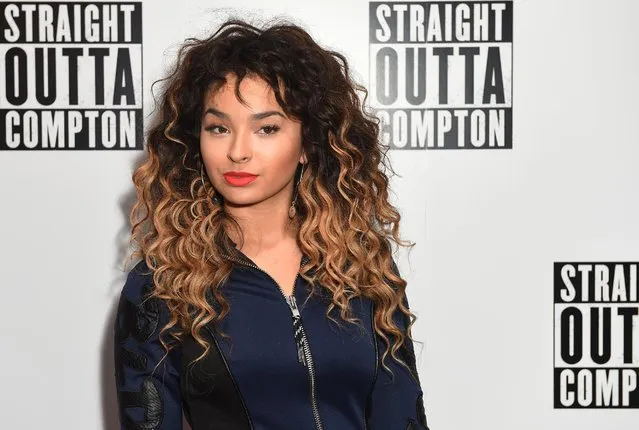 Ella Eyre poses for photographers upon arrival at the screening of the film “Straight Outta Compton” in London, Thursday, August 20, 2015. (Photo by Jonathan Short/Invision for Universal Pictures/AP Images)