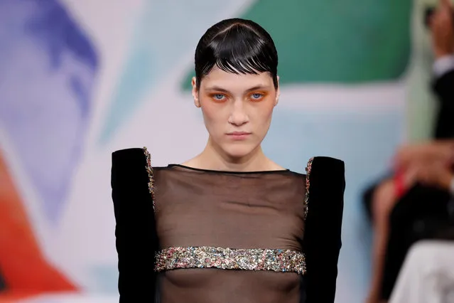 A model presents a creation by French designer Bertrand Guyon as part of his Haute Couture Fall Winter 2016/2017 fashion show for Schiaparelli in Paris, France, July 4, 2016. (Photo by Benoit Tessier/Reuters)