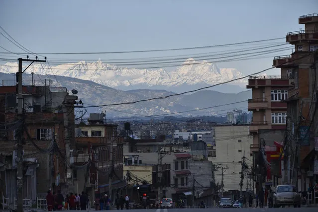 Beautiful mountains seen from Kathmandu during complete nationwide lockdown as concerns about the spread of Corona Virus (COVID-19) in Kathmandu, Nepal on Sunday, May 10, 2020. The nationwide lockdown has resulted decreased air pollution level of Kathmandu Valley, which consistently ranks among the most polluted cities in the world. (Photo by Narayan Maharjan/NurPhoto via Getty Images)