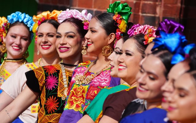 A tribute to artist Frida Kahlo, during a photocall with 24 Mexican dancers and a 10-piece Mariachi Band in Stewart Park, Middlesbrough, UK, to mark the official launch of Billingham International Folklore Festival of World Dance's 60th anniversary year celebrations (BIFF 2025) on Wednesday, August 6, 2025. (Photo by Owen Humphreys/PA Images via Getty Images)