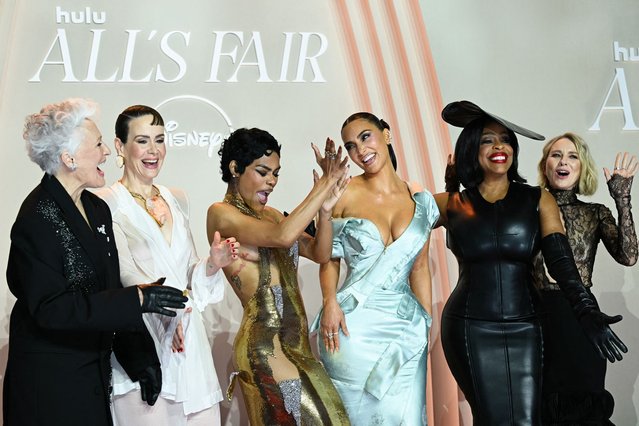 US actress Glenn Close, US actress Sarah Paulson, US actress Teyana Taylor, US reality TV personality Kim Kardashian, US actress Niecy Nash-Betts and British actress Naomi Watts pose during a photocall for the premiere of “All's Fair” TV series in Paris on October 21, 2025. (Photo by Bertrand Guay/AFP Photo)