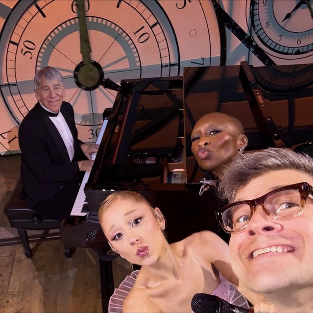 Ariana Grande shares a behind the scenes snap from “Wicked: One Wonderful Night” on November 6, 2025. (Photo by arianagrande/Instagram)