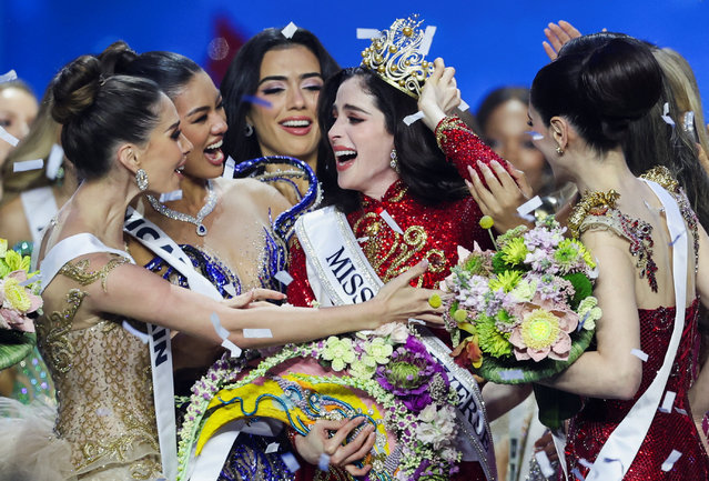 Fatima Bosch of Mexico reacts next to other contestants after being crowned Miss Universe 2025 during the 74th Miss Universe pageant in Bangkok, Thailand, on November 21, 2025. (Photo by Chalinee Thirasupa/Reuters)