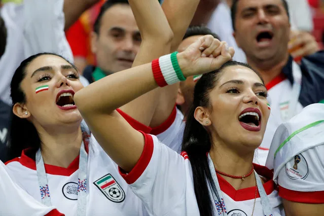 Iranian fans react before the Russia 2018 World Cup Group B football match between Iran and Spain at the Kazan Arena in Kazan on June 20, 2018. (Photo by Jorge Silva/Reuters)