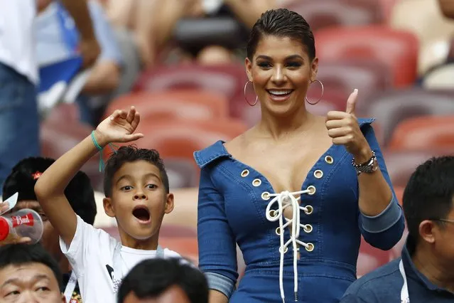 A fan thumbs up during the 2018 FIFA World Cup Final between France and Croatia at Luzhniki Stadium on July 15, 2018 in Moscow, Russia. (Photo by Fu Tian/China News Service/VCG)