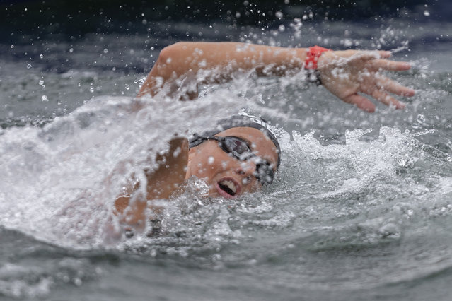 Italy's Ginevra Taddeucci swims in the women's 5 km open water swimming race at the European Aquatics Championships in Belgrade, Serbia, Thursday, June 13, 2024. (Photo by Marko Drobnjakovic/AP Photo)