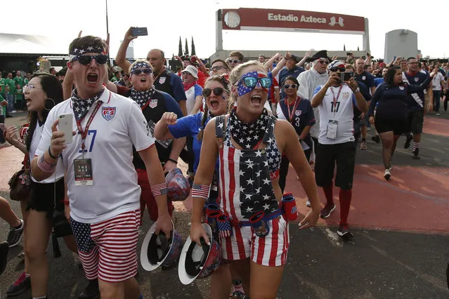 United State's fans arrive to the Azteca Stadium prior to a 2018 Russia World Cup qualifying soccer match between Mexico and the U.S. in Mexico City, Sunday, June 11, 2017. (Photo by Eduardo Verdugo/AP Photo)