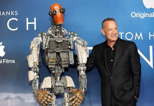 Cast member Tom Hanks poses at the premiere for the film “Finch” at the Pacific Design Center in Los Angeles, California, U.S., November 2, 2021. (Photo by Aude Guerrucci/Reuters)