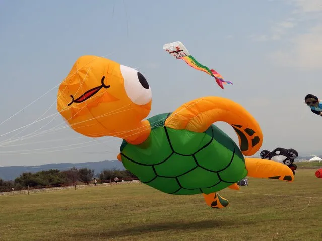 A handout photo made available by the Hsinchu City Government on 27 August 2017 shows the 2017 Hsinchu International Kite Festival held in Hsinchu, western Taiwan, 26 August 2017. More than 100 kite masters from nine countries took pat in the festival, which ended on 27 August and attracted more than 100,000 tourists. (Photo by EPA/EFE/Hsinchu City Government)