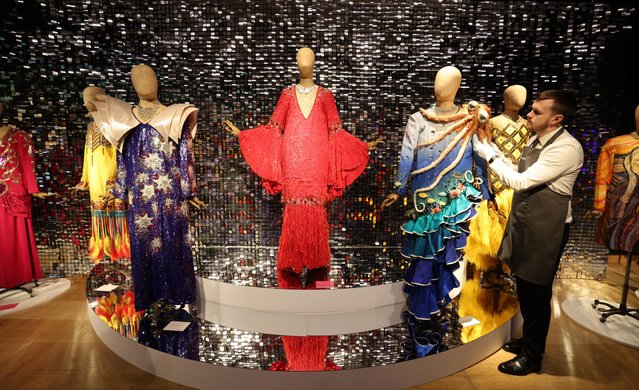 Gowns and dresses worn by Barry Humphries in character as Dame Edna Everage are to be auctioned at Christie’s on February 13, 2025. (Photo by Richard Pohle/Times Media Ltd)