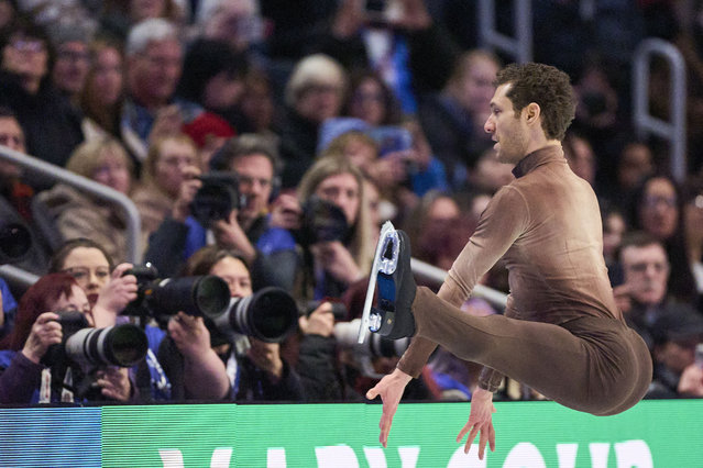 USA's Jason Brown skates his short program in the men's competition the ISU World Figure Skating Championships at TD Garden in Boston, Massachusetts on March 27, 2025. (Photo by Geoff Robins/AFP Photo)
