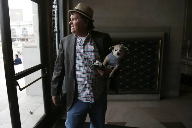 Frida, a female Chihuahua, is carried into City Hall by owner Dean Clark before the San Francisco Board of Supervisors issues a special commendation naming Frida “Mayor of San Francisco for a Day” in San Francisco, California November 18, 2014. (Photo by Stephen Lam/Reuters)
