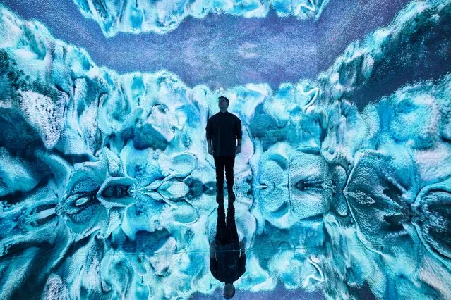 Artist Refik Anadol launches new immersive installation “Glacier Dreams”, which debuts today in the Julius Baer Lounge at Art Dubai 2023 at Madinat Jumeirah on March 01, 2023 in Dubai, United Arab Emirates. (Photo by Cedric Ribeiro/Getty Images for Art Dubai)