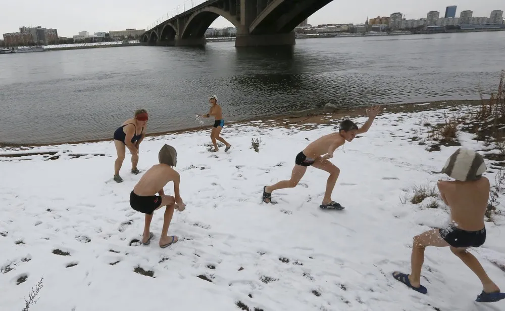 Winter Swimming in the Siberian city of Krasnoyarsk