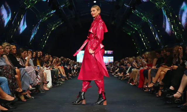 Model Karlie Kloss showcases designs by Ellery on the runway at the David Jones Autumn Winter 2017 Collections Launch at St Mary's Cathedral Precinct on February 1, 2017 in Sydney, Australia. (Photo by Don Arnold/WireImage)