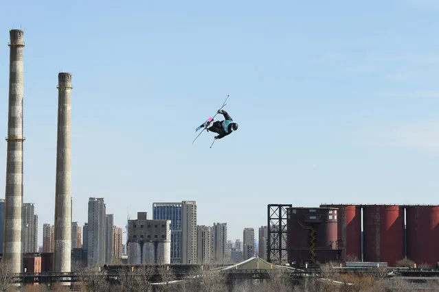 Kim Gubser of Team Switzerland performs a trick during the Men's Freestyle Skiing Freeski Big Air Qualification on Day 3 of the Beijing 2022 Winter Olympic Games at Big Air Shougang on February 07, 2022 in Beijing, China. (Photo by David Ramos/Getty Images)