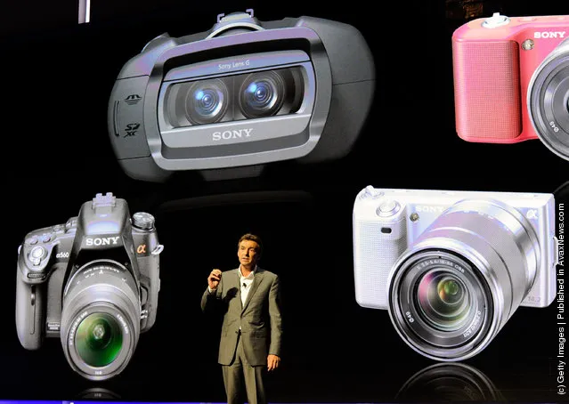 President and COO of Sony Electronics Inc. Phil Molyneux talks about the company's cameras and binoculars during a Sony press event at the Las Vegas Convention Center for the 2012 International Consumer Electronics Show