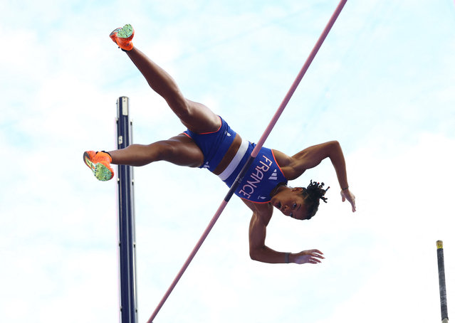 Marie-Julie Bonnin, of France, during the women’s pole vault final at Stade de France in Saint-Denis, France on August 07, 2024. (Photo by Kai Pfaffenbach/Reuters)