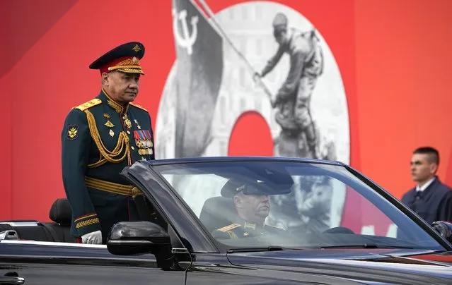 Russian Defense Minister Sergei Shoigu is driven along Red Square in the Aurus Senat car during the Victory Day military parade in Moscow, Russia, Monday, May 9, 2022, marking the 77th anniversary of the end of World War II. (Photo by Alexander Zemlianichenko/AP Photo)
