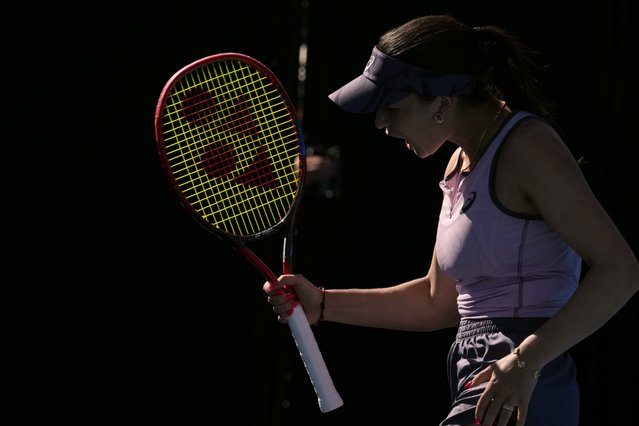 Eva Lys of Germany reacts after winning a point against Varvara Gracheva of France during their second round match at the Australian Open tennis championship in Melbourne, Australia, Thursday, January 16, 2025. (Photo by Manish Swarup/AP Photo)