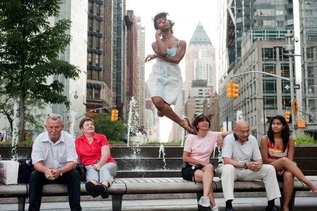 “Dancers Among Us”: Columbus Circle, NYC – Michelle Fleet. (Photo by Jordan Matter)