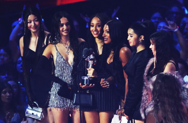 Katseye receives the MTV Push Performance of the Year award for Touch at the 2025 MTV Video Music Awards in Elmont, New York, U.S., September 7, 2025. (Photo by Brendan Mcdermid/Reuters)