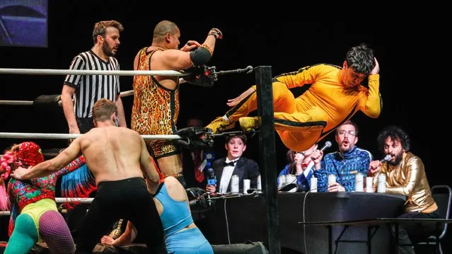'Max and Ivan's "The Wrestling" ' sees well known comedians transform into wrestlers along real pros in London on March 5, 2023. Just For Laughs London, in its inaugural year, runs in venues at the O2 from Mar 2-5, 2023. (Photo by Imageplotter/Alamy Live News)