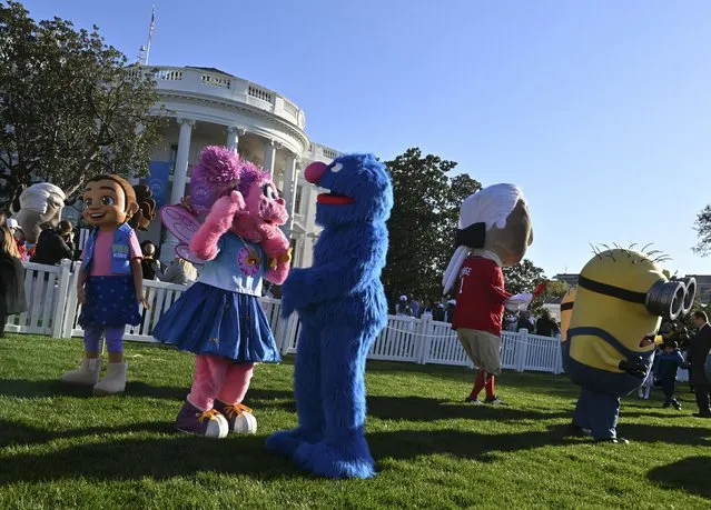 Several cartoon characters and mascots were on hand to entertain children during the 2023 White House Easter Egg Roll at the White House on April 10, 2023 in Washington, D.C. (Photo by Ricky Carioti/The Washington Post)